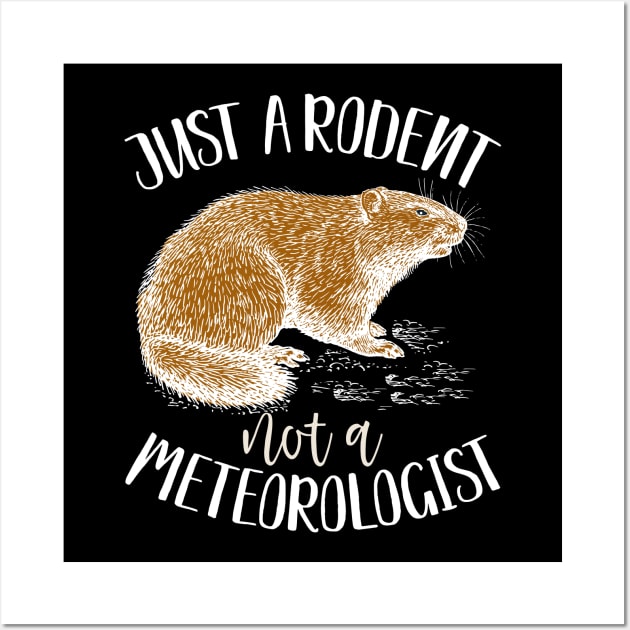 Just a rodent, not a meteorologist funny groundhog day gift Wall Art by BadDesignCo